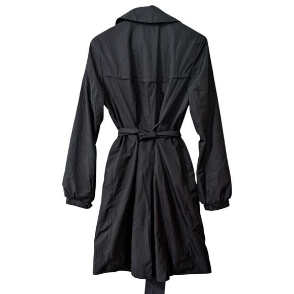 Cole Haan Black Lightweight Trench Coat w/ Tie Waist Women's M - Picture 3 of 10